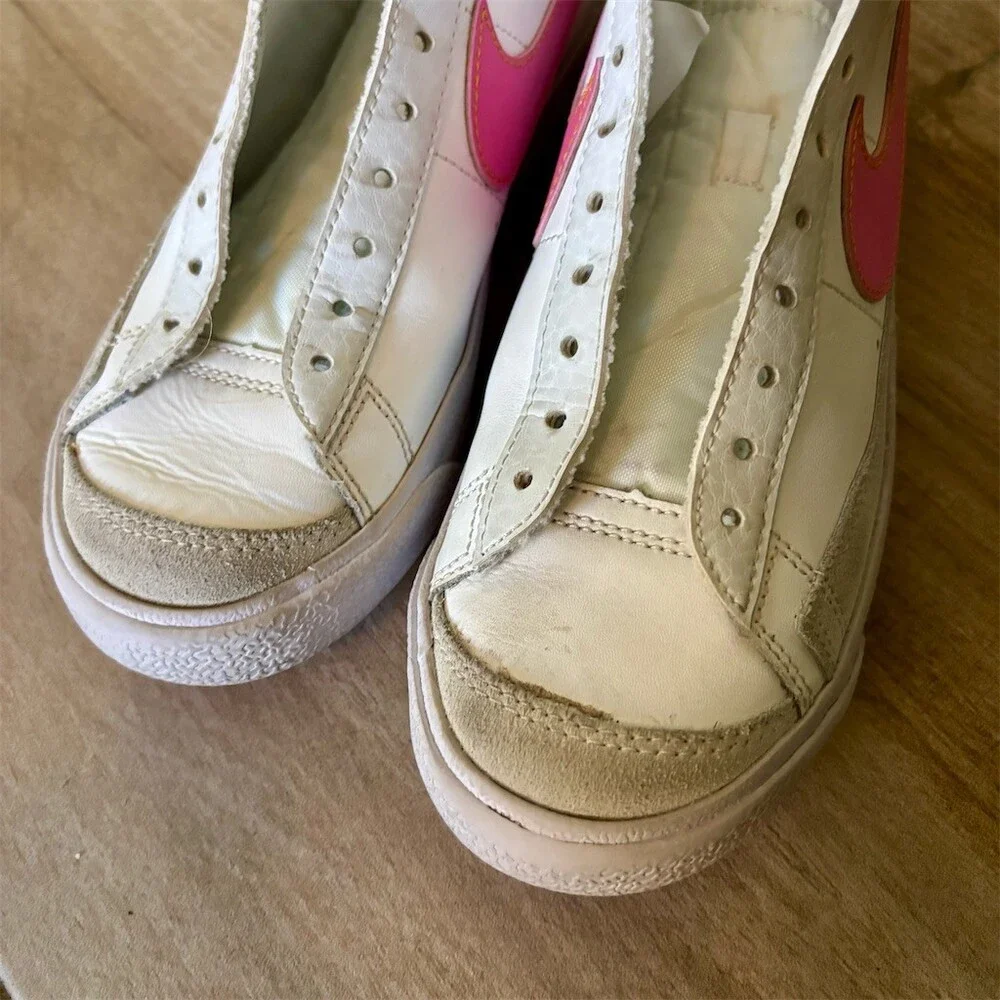 Nike Blazer Mid '77 GS High Top Sneakers Summit White Pink Size 4.5Y